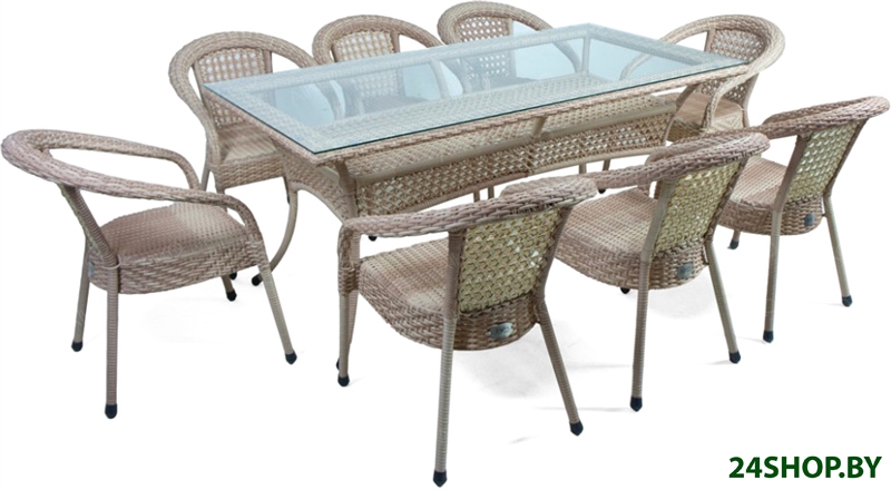Обеденная группа Aiko Rattan Deco 8 (бежевый) Обеденная группа Aiko Rattan Deco 8 (бежевый)
