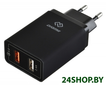 Сетевое зарядное DIGMA DGWC-2U-QC3.0-BK Сетевое зарядное DIGMA DGWC-2U-QC3.0-BK