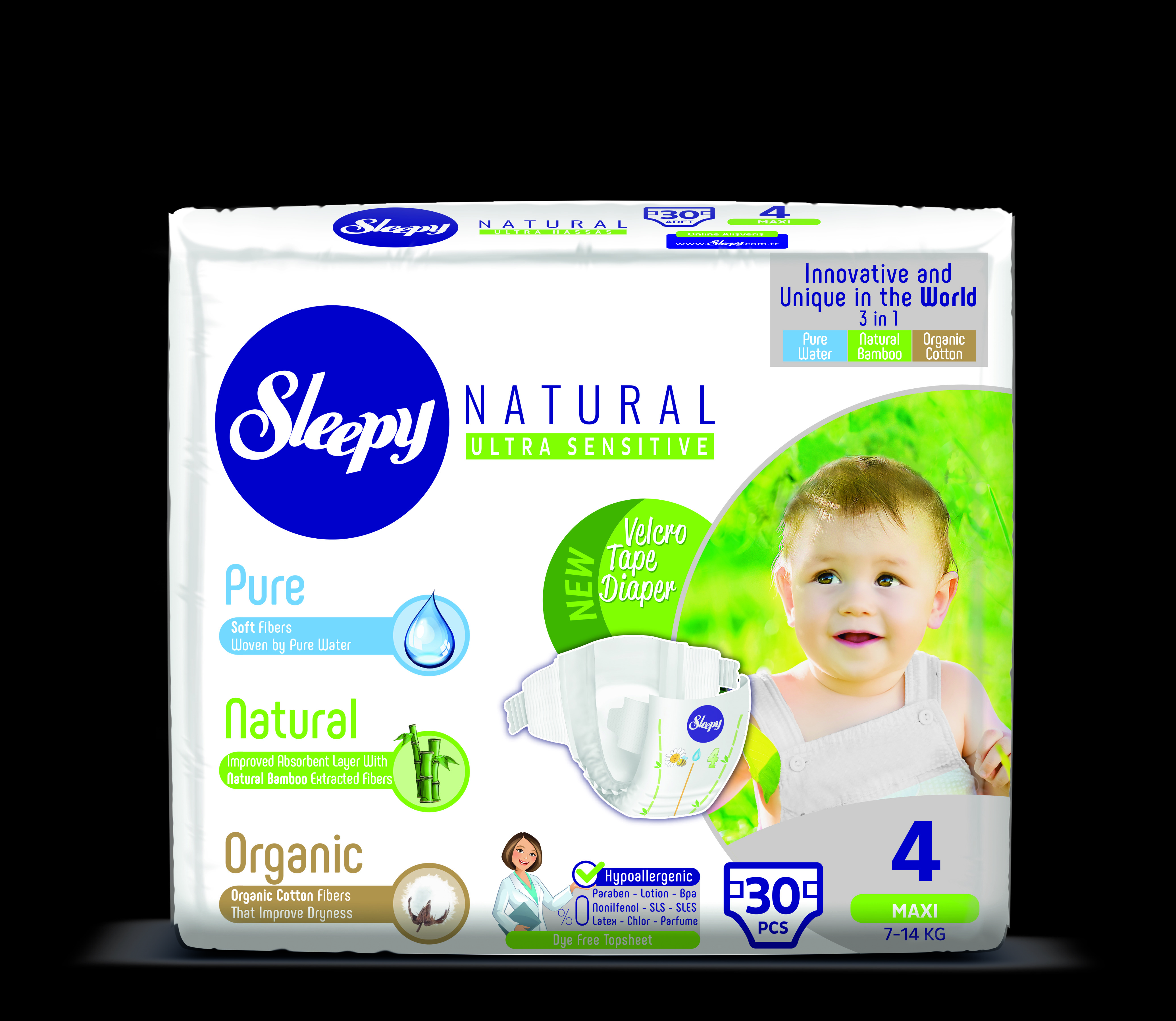Sleepy Natural Jumbo Pack Maxi-30 Детские подгузники, 30 шт Sleepy Natural Jumbo Pack Maxi-30 Детские подгузники, 30 шт