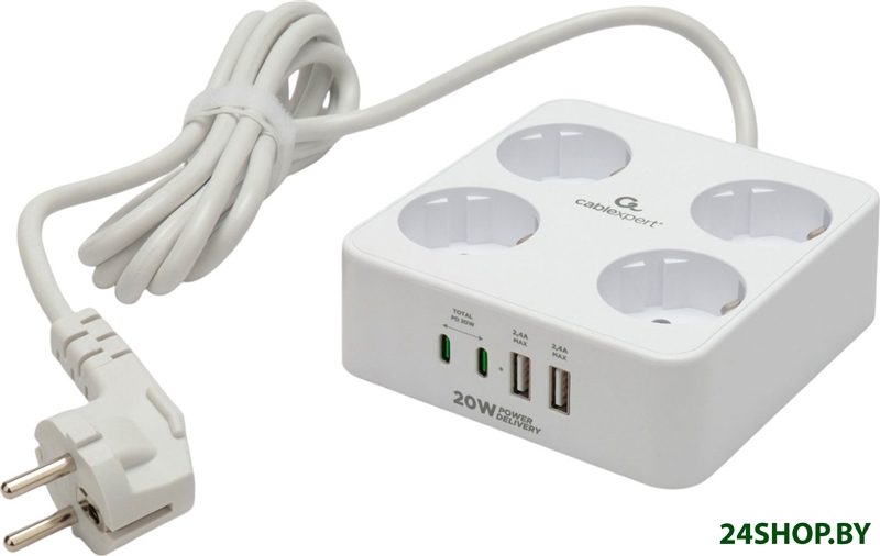 Сетевой фильтр Cablexpert PLT-4-C2U2-W-2 Сетевой фильтр Cablexpert PLT-4-C2U2-W-2