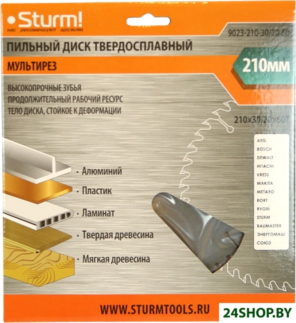 Пильный диск Sturm 9023-210-30/20-60T Пильный диск Sturm 9023-210-30/20-60T