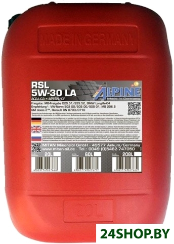Моторное масло Alpine RSL 5W-30LA 20л Моторное масло Alpine RSL 5W-30LA 20л