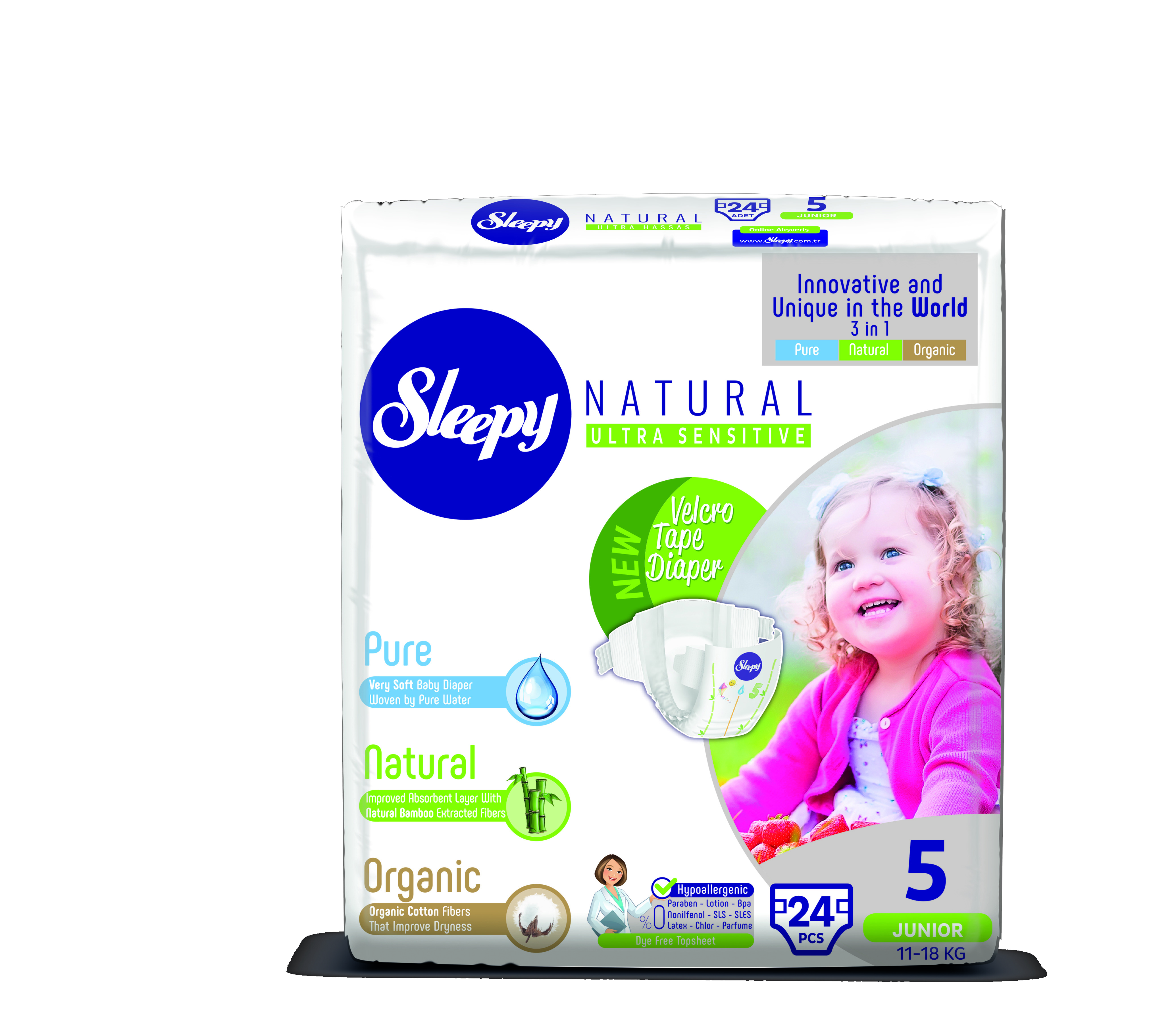 Sleepy Natural Jumbo Pack Junior-24 Детские подгузники, 24 шт Sleepy Natural Jumbo Pack Junior-24 Детские подгузники, 24 шт
