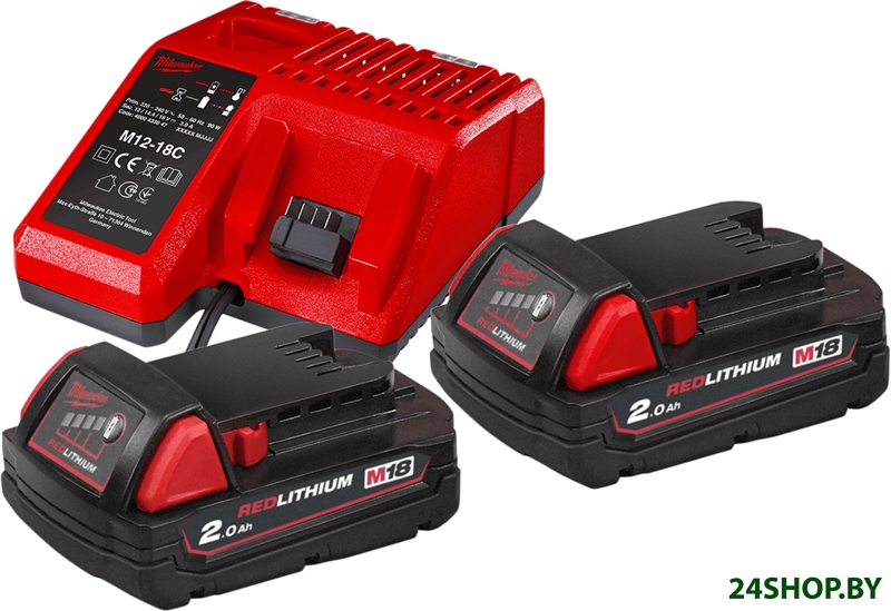 Аккумулятор с зарядным устройством Milwaukee M18 M18NRG-202 4933459213 (2 x 18В/2 Ач + 12-18В) Аккумулятор с зарядным устройством Milwaukee M18 M18NRG-202 4933459213 (2 x 18В/2 Ач + 12-18В)