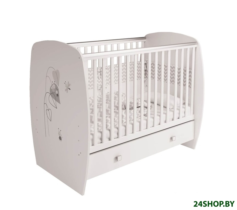 Детская кроватка Polini Kids French 710, Amis, с ящиком (белый) Детская кроватка Polini Kids French 710, Amis, с ящиком (белый)