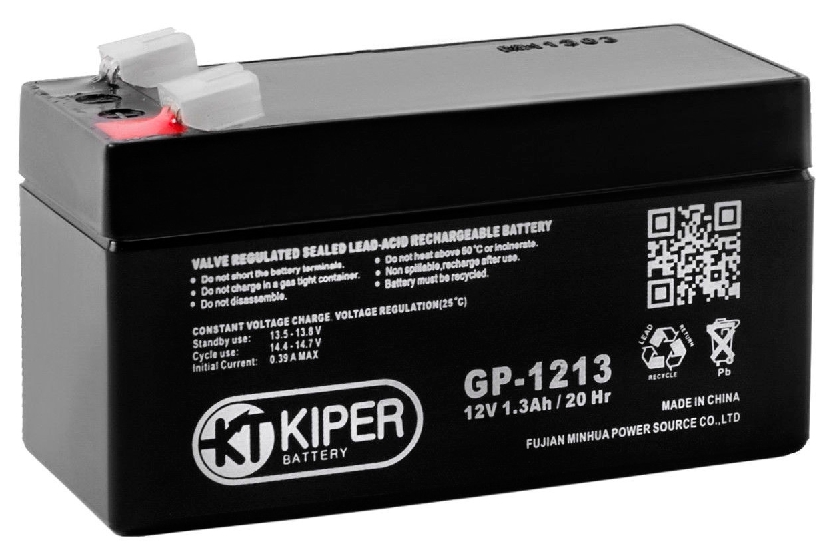 Аккумулятор для ИБП Kiper GP-1213 F1 (12В/1.3 А·ч) Аккумулятор для ИБП Kiper GP-1213 F1 (12В/1.3 А·ч)