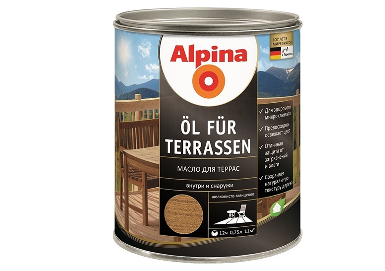 Масло Alpina Oel Fuer Terrassen 750 мл (средний) Масло Alpina Oel Fuer Terrassen 750 мл (средний)