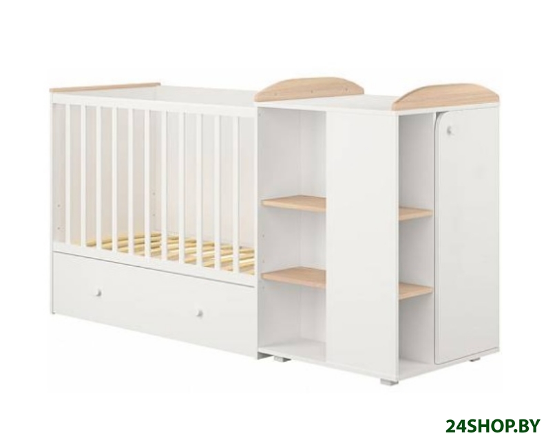 Кроватка-трансформер Polini Kids Ameli 800, с комодом (белый/дуб пастельный) Кроватка-трансформер Polini Kids Ameli 800, с комодом (белый/дуб пастельный)