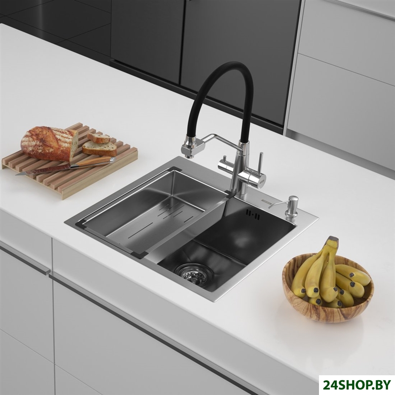 Кухонная мойка ARFEKA Eco AR мойка 500*500, коландер G, дозатор Satin Кухонная мойка ARFEKA Eco AR мойка 500*500, коландер G, дозатор Satin