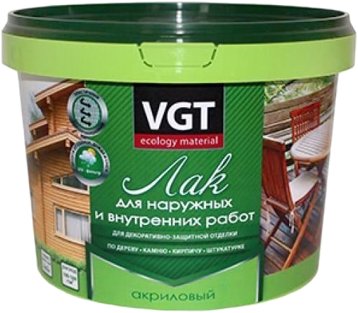 Лак VGT Для наружных и внутренних работ 900 г (бесцветный матовый) Лак VGT Для наружных и внутренних работ 900 г (бесцветный матовый)