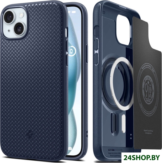 Чехол для телефона Spigen Mag Armor (MagFit) для iPhone 15 ACS06816 (темно-синий) Чехол для телефона Spigen Mag Armor (MagFit) для iPhone 15 ACS06816 (темно-синий)