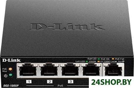Неуправляемый коммутатор D-Link DGS-1005P/B1A Неуправляемый коммутатор D-Link DGS-1005P/B1A