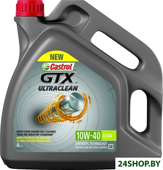 Моторное масло Castrol GTX Ultraclean 10W-40 A3/B4 4л Моторное масло Castrol GTX Ultraclean 10W-40 A3/B4 4л