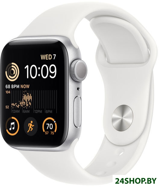 Умные часы Apple Watch SE 2 40 мм (алюминиевый корпус, серебристый/белый, спортивный силиконовый рем Умные часы Apple Watch SE 2 40 мм (алюминиевый корпус, серебристый/белый, спортивный силиконовый рем