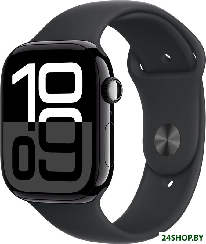 Умные часы Apple Watch Series 10 46 мм (алюминиевый корпус, черный/черный, спортивный силиконовый ре Умные часы Apple Watch Series 10 46 мм (алюминиевый корпус, черный/черный, спортивный силиконовый ре