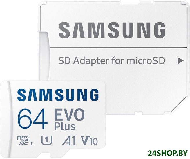Карта памяти SAMSUNG EVO Plus 2021 microSDXC 64GB (с адаптером) Карта памяти SAMSUNG EVO Plus 2021 microSDXC 64GB (с адаптером)