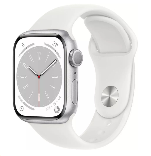 Умные часы Apple Watch Series 8 41 мм (алюминиевый корпус, серебристый/белый, спортивный силиконовый Умные часы Apple Watch Series 8 41 мм (алюминиевый корпус, серебристый/белый, спортивный силиконовый