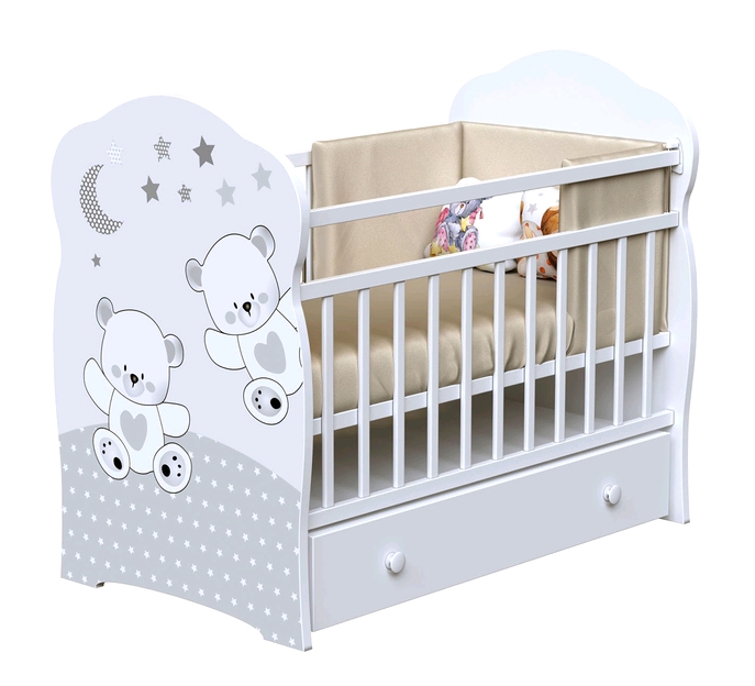 Детская кроватка VDK Funny Bears маятник и ящик (белый) Детская кроватка VDK Funny Bears маятник и ящик (белый)