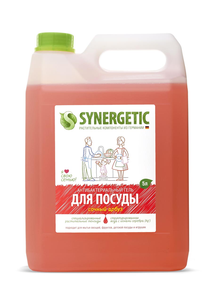 SYNERGETIC Средство биоразлагаемое для мытья посуды, детских игрушек с ароматом арбуза, 5л SYNERGETIC Средство биоразлагаемое для мытья посуды, детских игрушек с ароматом арбуза, 5л