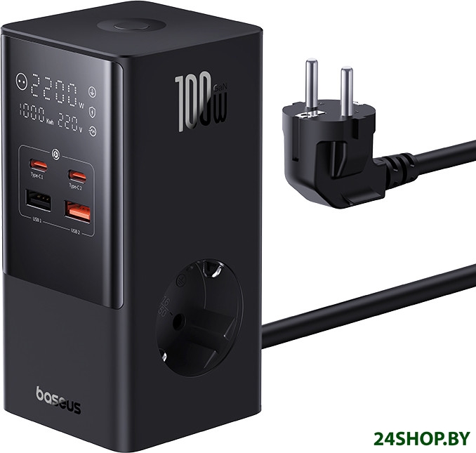 Сетевое зарядное Baseus PowerCombo Tower PowerStrip 2AC2+U2+С 100W CCGAN100-S2ACE Сетевое зарядное Baseus PowerCombo Tower PowerStrip 2AC2+U2+С 100W CCGAN100-S2ACE