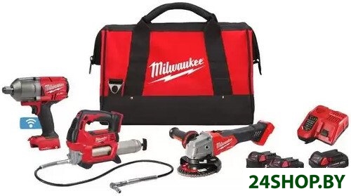 Набор электроинструмента Milwaukee 4933498576 (гайковерт, болгарка, смазочный пистолет, 2 АКБ, сумка Набор электроинструмента Milwaukee 4933498576 (гайковерт, болгарка, смазочный пистолет, 2 АКБ, сумка