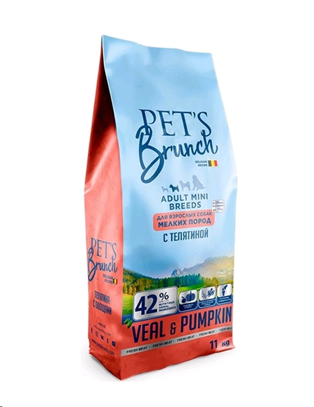 Сухой корм для взрослых собак PET'S BRUNCH ADULT MINI BREEDS (с телятиной, 11 кг) Сухой корм для взрослых собак PET'S BRUNCH ADULT MINI BREEDS (с телятиной, 11 кг)