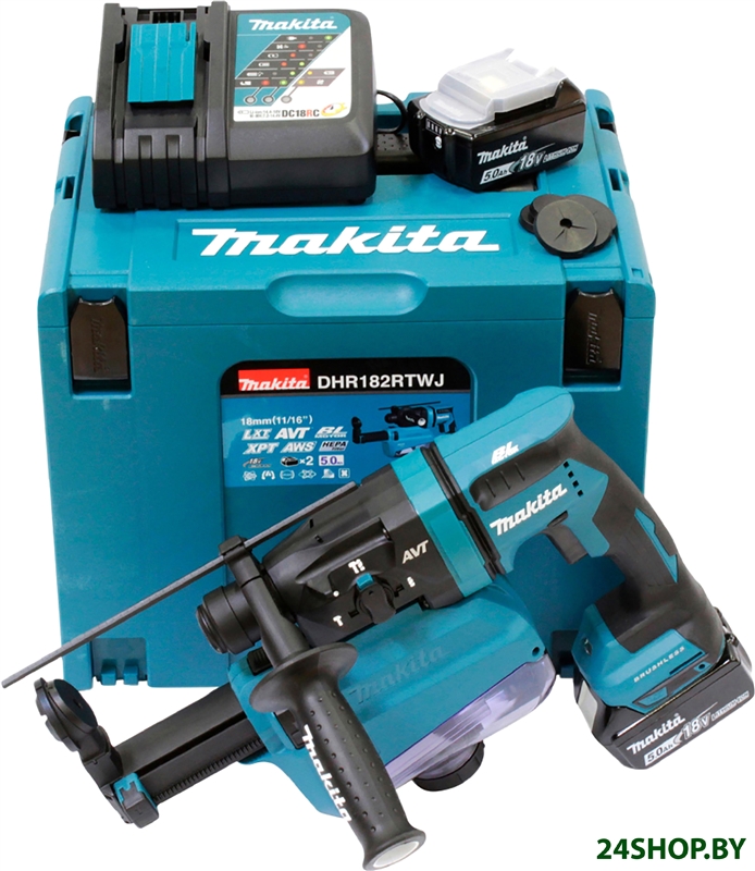 Перфоратор Makita DHR182RTWJ (с 2-мя АКБ, кейс) Перфоратор Makita DHR182RTWJ (с 2-мя АКБ, кейс)