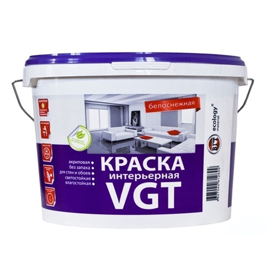 Краска VGT Интерьерная влагостойкая ВД-АК-2180 15 кг (белоснежный) Краска VGT Интерьерная влагостойкая ВД-АК-2180 15 кг (белоснежный)