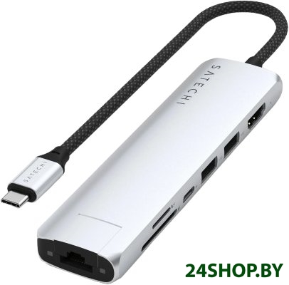 Док-станция Satechi 7-in-1 USB-C Slim Multiport Adapter with Ethernet ST-P7SS (серебристый) Док-станция Satechi 7-in-1 USB-C Slim Multiport Adapter with Ethernet ST-P7SS (серебристый)