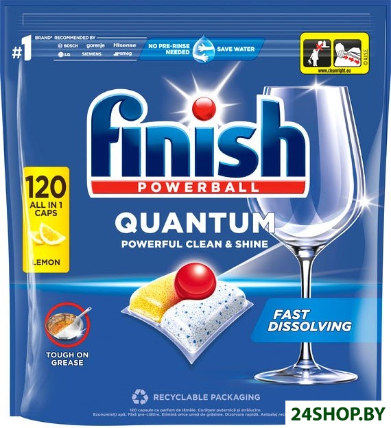 Капсулы для посудомоечной машины Finish Powerball Quantum All in 1 Lemon (120 шт) Капсулы для посудомоечной машины Finish Powerball Quantum All in 1 Lemon (120 шт)