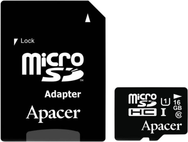 Карта памяти Apacer microSDHC UHS-I (Class 10) 16GB + адаптер (AP16GMCSH10U1-R) Карта памяти Apacer microSDHC UHS-I (Class 10) 16GB + адаптер (AP16GMCSH10U1-R)
