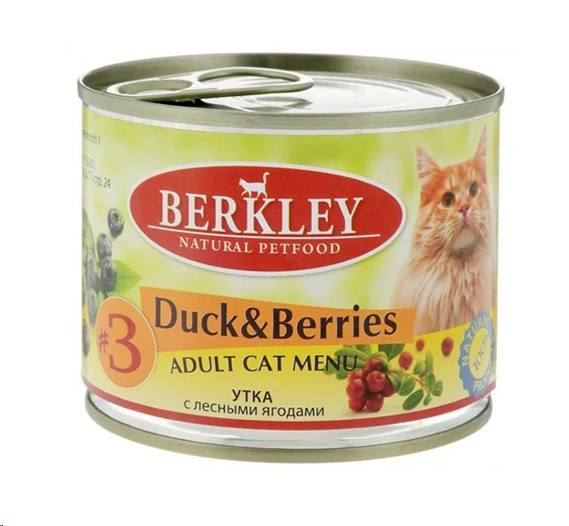 Корм для кошек Berkley утка с лесными ягодами (200 г) Корм для кошек Berkley утка с лесными ягодами (200 г)