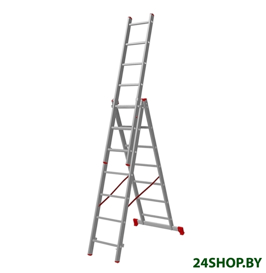 Лестница-стремянка Новая высота алюминиевая трёхсекционная 3x7 (1230307) Лестница-стремянка Новая высота алюминиевая трёхсекционная 3x7 (1230307)