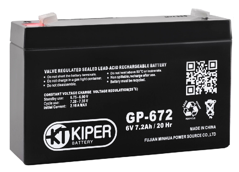 Аккумулятор для ИБП Kiper GP-672 F1 (6В/7.2 А·ч) Аккумулятор для ИБП Kiper GP-672 F1 (6В/7.2 А·ч)