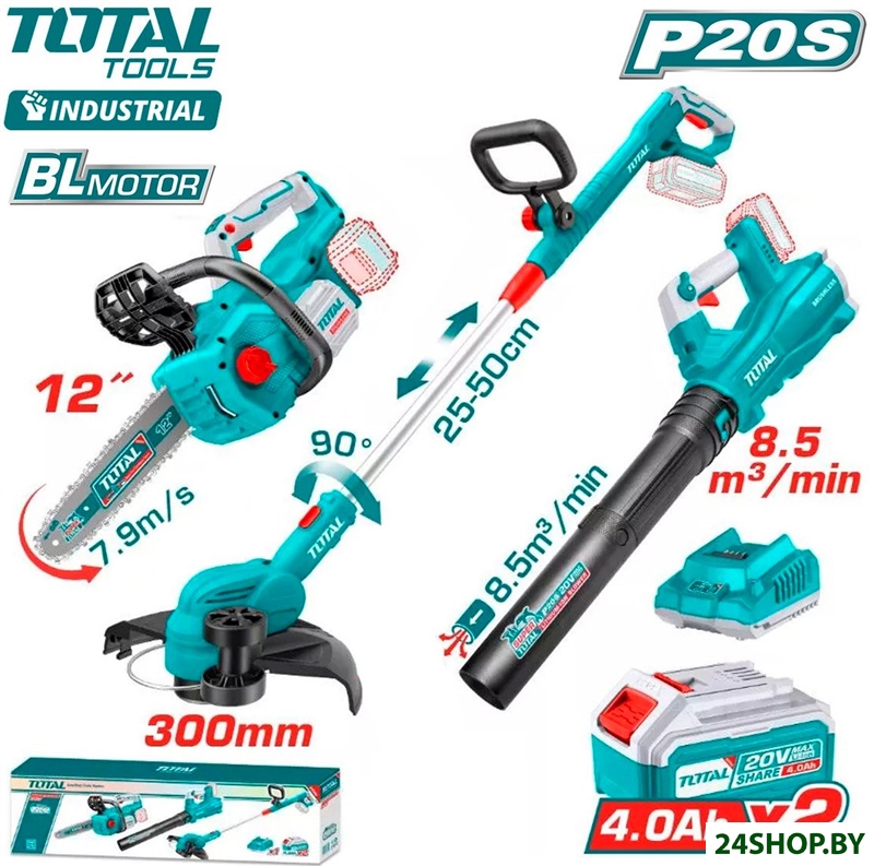 Total TOSLI241189 (цепная пила, триммер, воздуходувка, 2 АКБ) Total TOSLI241189 (цепная пила, триммер, воздуходувка, 2 АКБ)