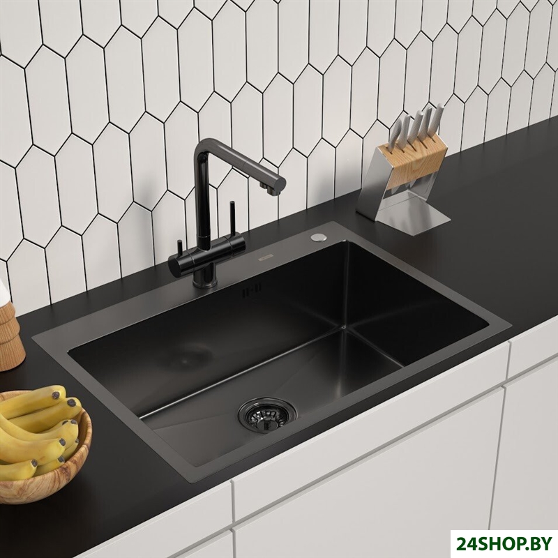 Кухонная мойка ARFEKA ECO AR 700*500 BLACK PVD NANO DECOR VOLCANIC ROCK Кухонная мойка ARFEKA ECO AR 700*500 BLACK PVD NANO DECOR VOLCANIC ROCK