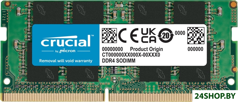 Оперативная память Crucial Basics 8ГБ DDR4 SODIMM 3200МГц CB8GS3200 Оперативная память Crucial Basics 8ГБ DDR4 SODIMM 3200МГц CB8GS3200