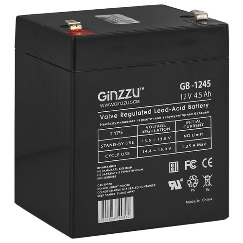 Аккумулятор для ИБП Ginzzu GB-1245 (12В/4.5 А·ч) Аккумулятор для ИБП Ginzzu GB-1245 (12В/4.5 А·ч)