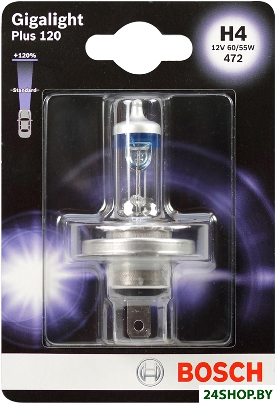 Галогенная лампа Bosch H4 Gigalight Plus 120 blister 1шт Галогенная лампа Bosch H4 Gigalight Plus 120 blister 1шт