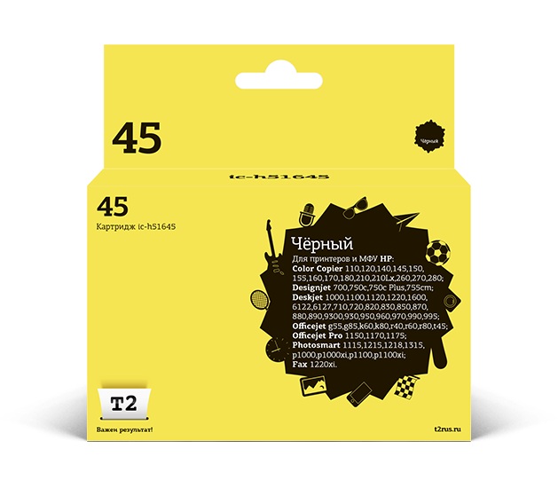 Картридж T2 ic-h51645 (45) Black Картридж T2 ic-h51645 (45) Black