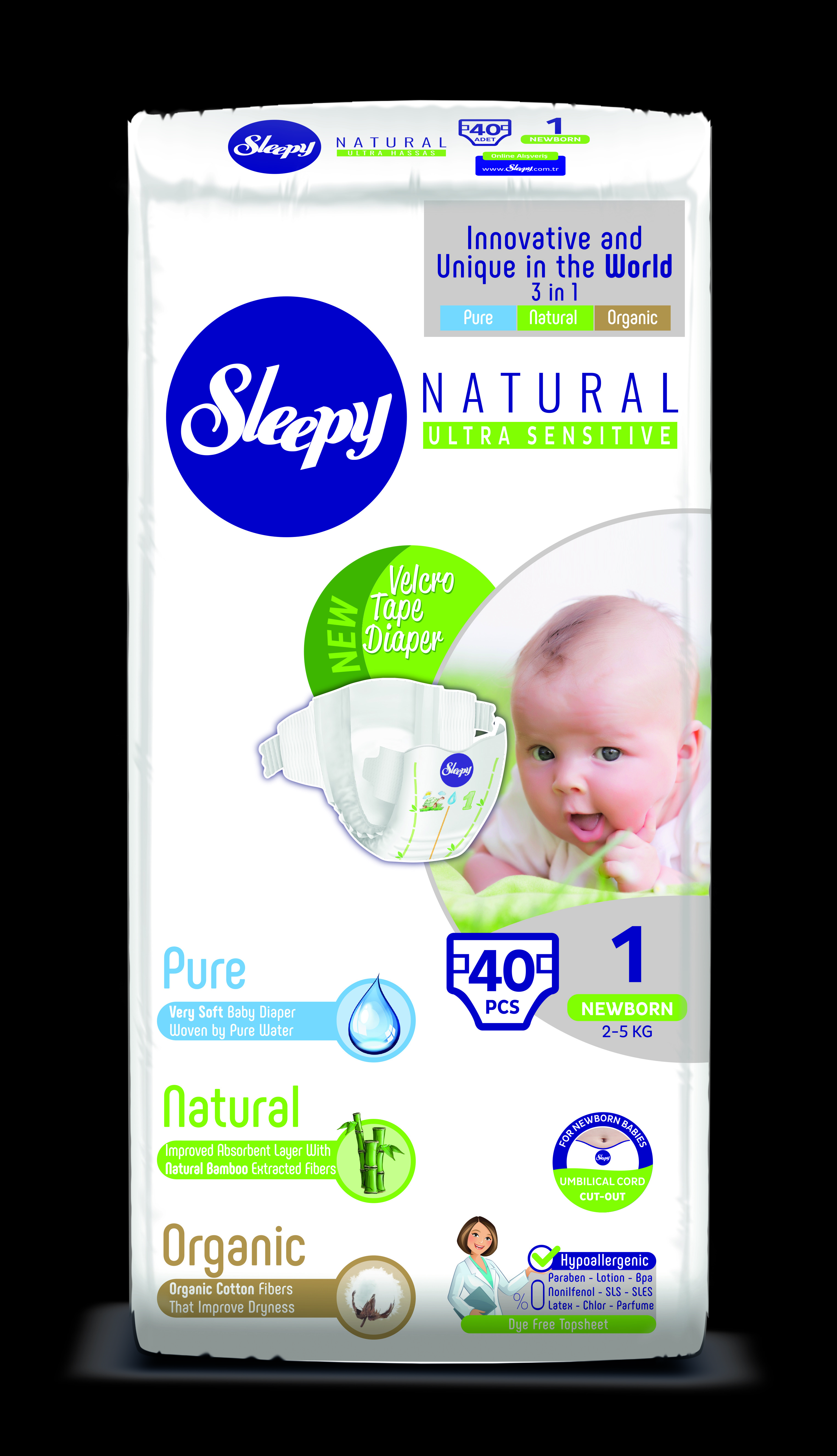 Sleepy Natural Jumbo Pack Newborn-40 Детские подгузники, 40 шт Sleepy Natural Jumbo Pack Newborn-40 Детские подгузники, 40 шт