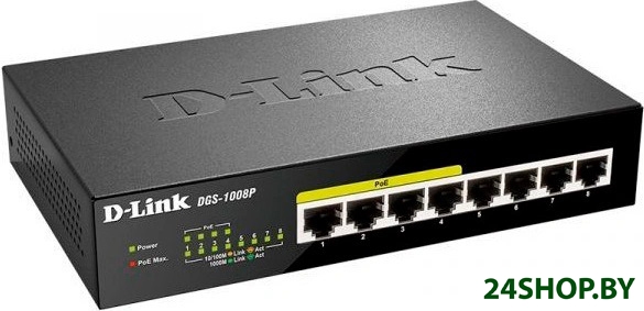 Неуправляемый коммутатор D-Link DGS-1008P/F1A Неуправляемый коммутатор D-Link DGS-1008P/F1A
