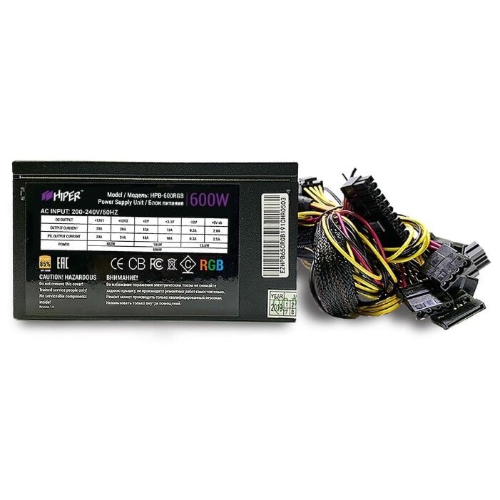 Блок питания HIPER 600W HPB-600RGB Блок питания HIPER 600W HPB-600RGB