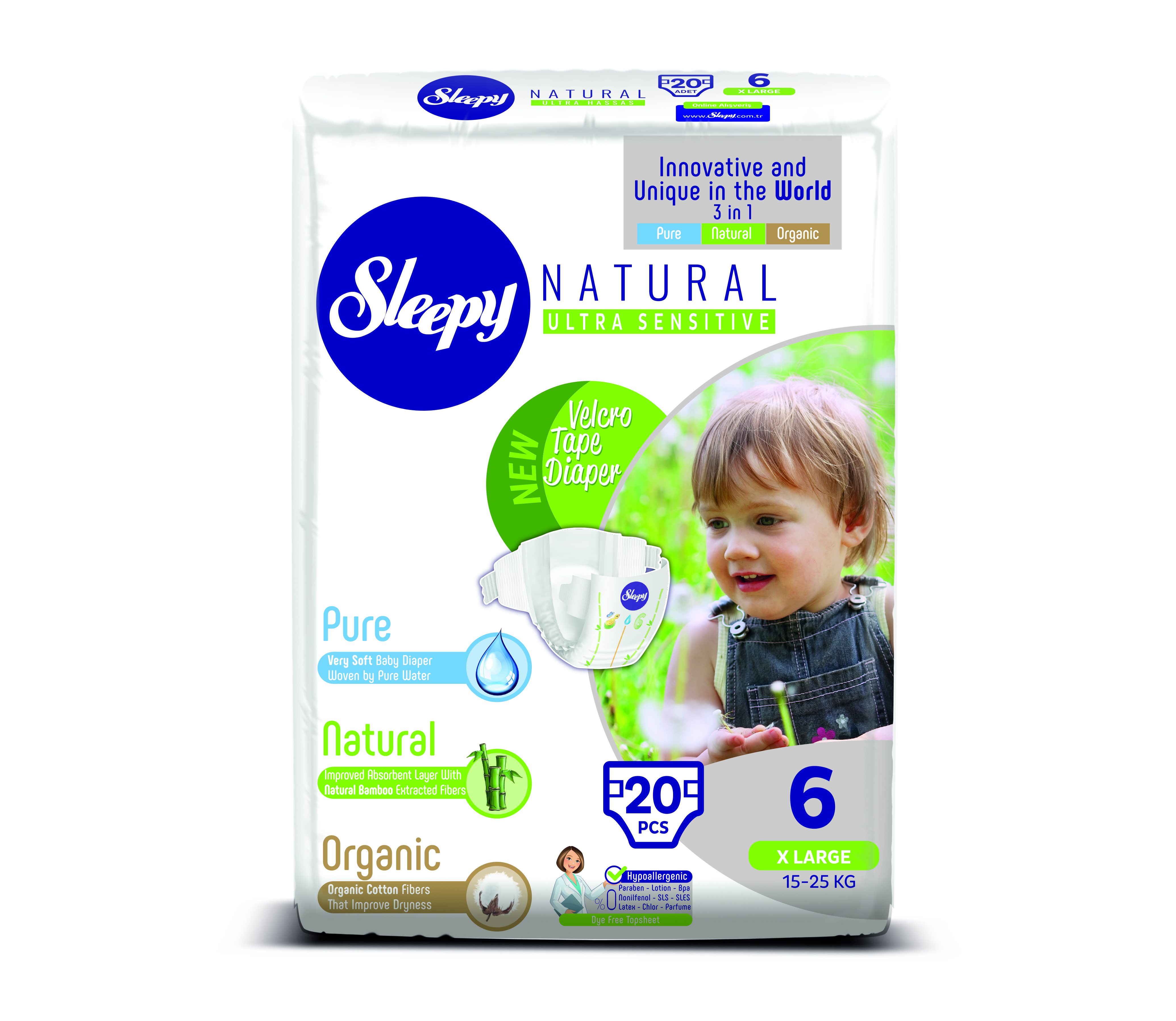 Sleepy Natural Jumbo Pack X Large-20 Детские подгузники, 20 шт Sleepy Natural Jumbo Pack X Large-20 Детские подгузники, 20 шт