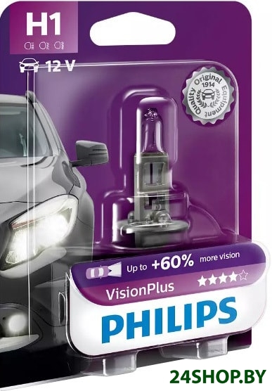 Галогенная лампа Philips H1 VisionPlus 1шт Галогенная лампа Philips H1 VisionPlus 1шт