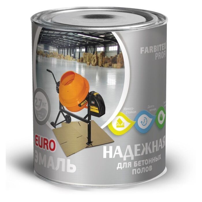 Эмаль Farbitex Профи Для бетонных полов алкидно-уретановая 2.7 кг (белый) Эмаль Farbitex Профи Для бетонных полов алкидно-уретановая 2.7 кг (белый)