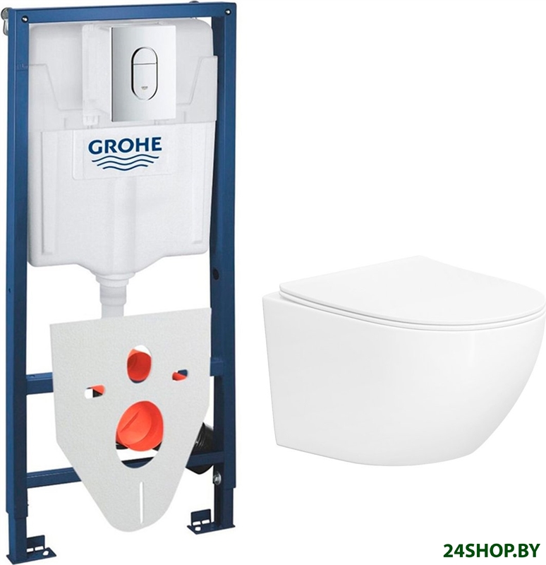 Унитаз подвесной Lauter Sulzdorf + GROHE Rapid SL 39504000 + панель GROHE 37131000 (белый с микролиф Унитаз подвесной Lauter Sulzdorf + GROHE Rapid SL 39504000 + панель GROHE 37131000 (белый с микролиф