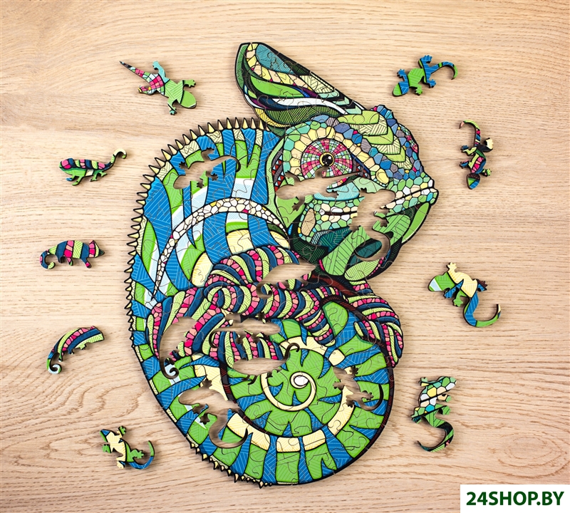Пазл Eco-Wood-Art Хамелеон в деревянной упаковке Пазл Eco-Wood-Art Хамелеон в деревянной упаковке
