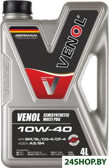 Моторное масло Venol Semisynthetic Multi PDG 10W-40 4л Моторное масло Venol Semisynthetic Multi PDG 10W-40 4л