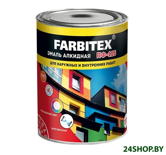 Эмаль Farbitex ПФ-115 0.8 кг (темно-серый) Эмаль Farbitex ПФ-115 0.8 кг (темно-серый)